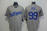 Los Angeles Dodgers #99 Hyun-Jin Ryu Gray New Cool Base Stitched Baseball Jersey,baseball caps,new era cap wholesale,wholesale hats